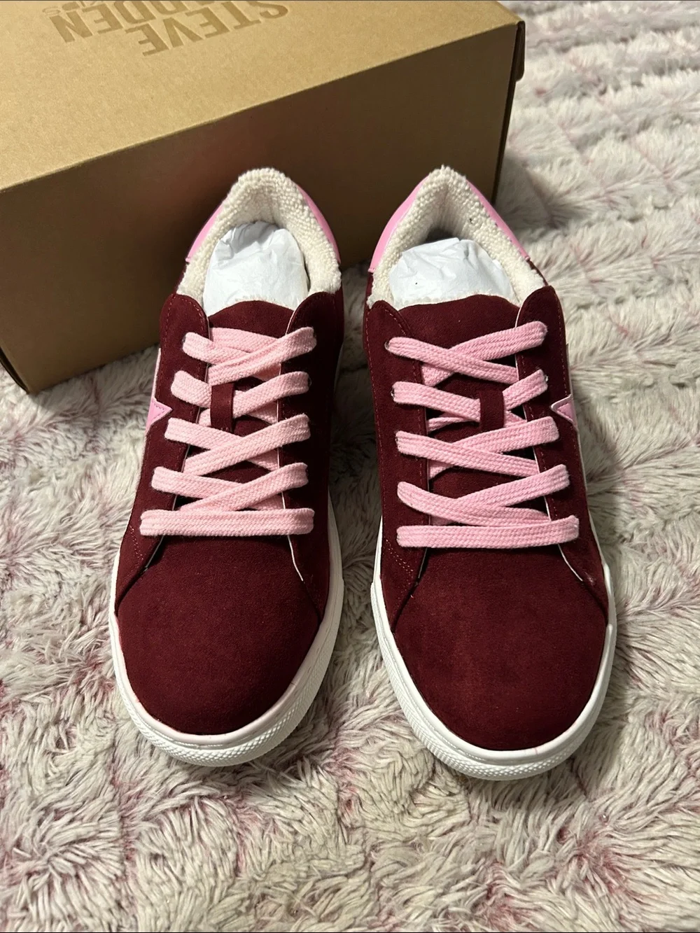 Steve Madden Burgundy Suede Sneakers with stars